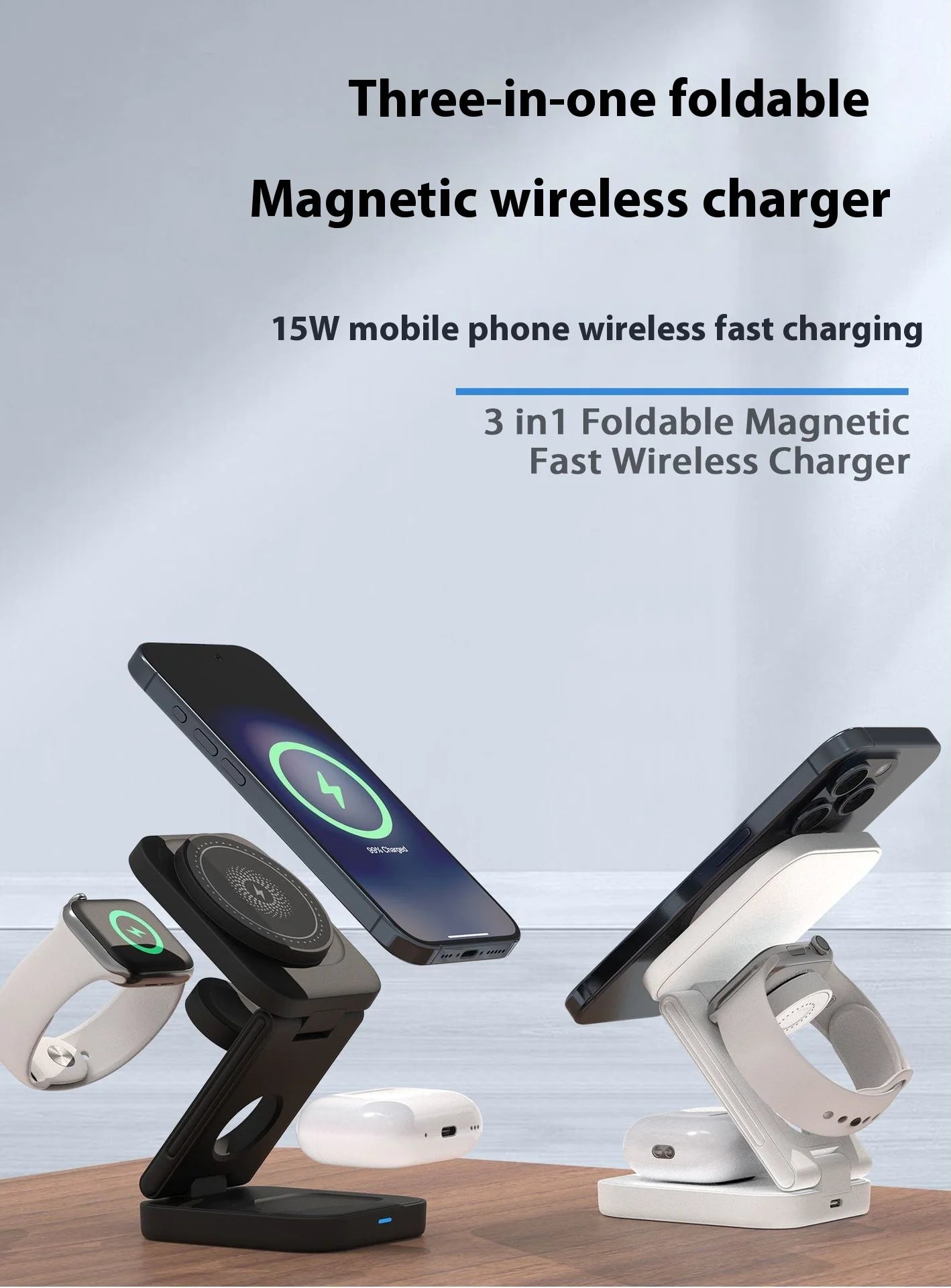 TriFold™ 3-in-1 Magnetic Foldable Wireless Charging Station